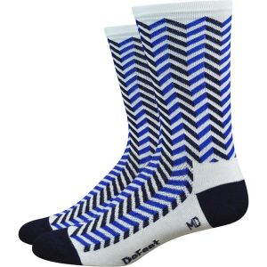 DeFeet Aireator 6″ Barnstormer Vibe Socks (White/Navy Blue) (M)