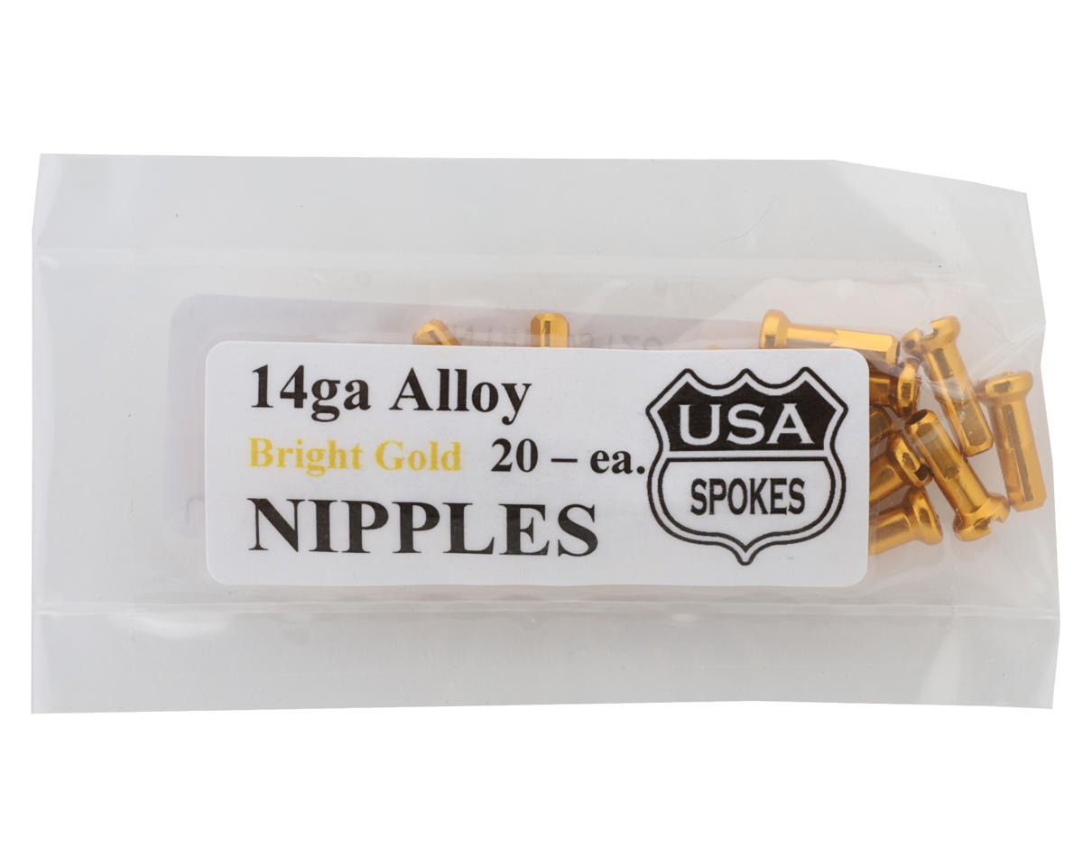 USA Brand 14g Alloy Nipples (Bright Gold) (Bag of 20)
