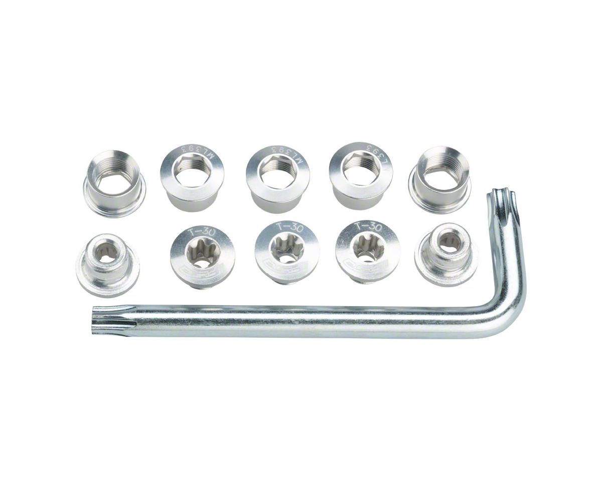 Full Speed Ahead Torx T-30 Alloy Double Chainring Nut/Bolt Set w/ Tool (Silver)