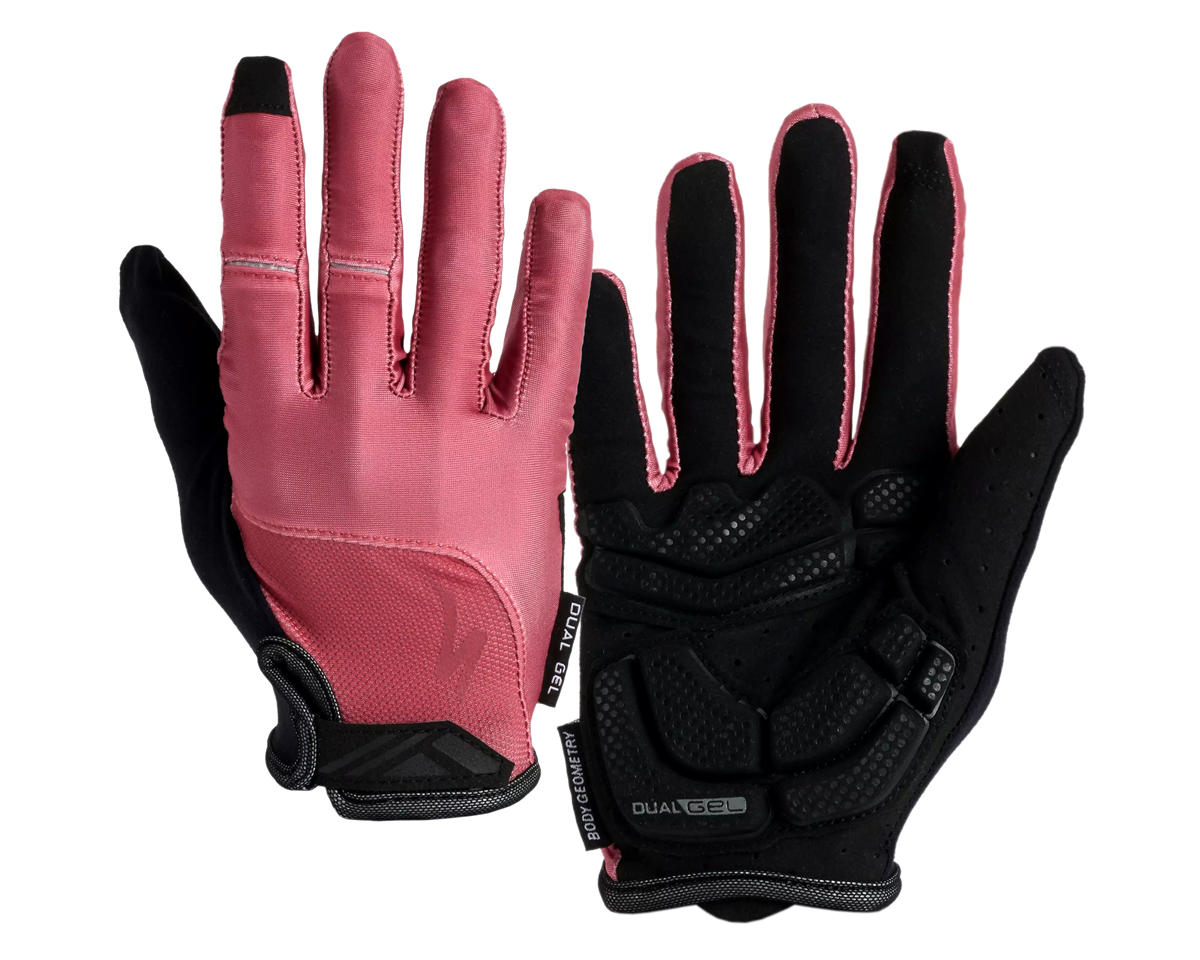 Specialized Women’s Body Geometry Dual-Gel Long Finger Gloves (Dusty Rose) (S)