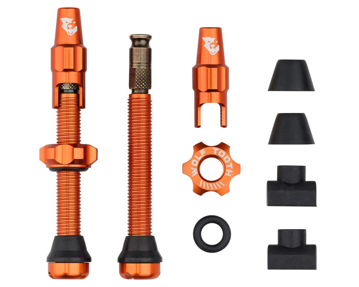 Wolf Tooth Components Tubeless Valve Stem Kit For Clik Valve (Orange) (44mm)