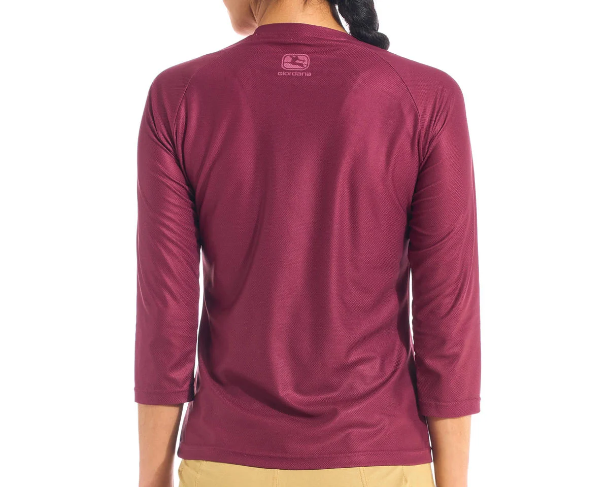Giordana Women’s MTB 3/4 Sleeve Jersey (Solid Sangria) (S)