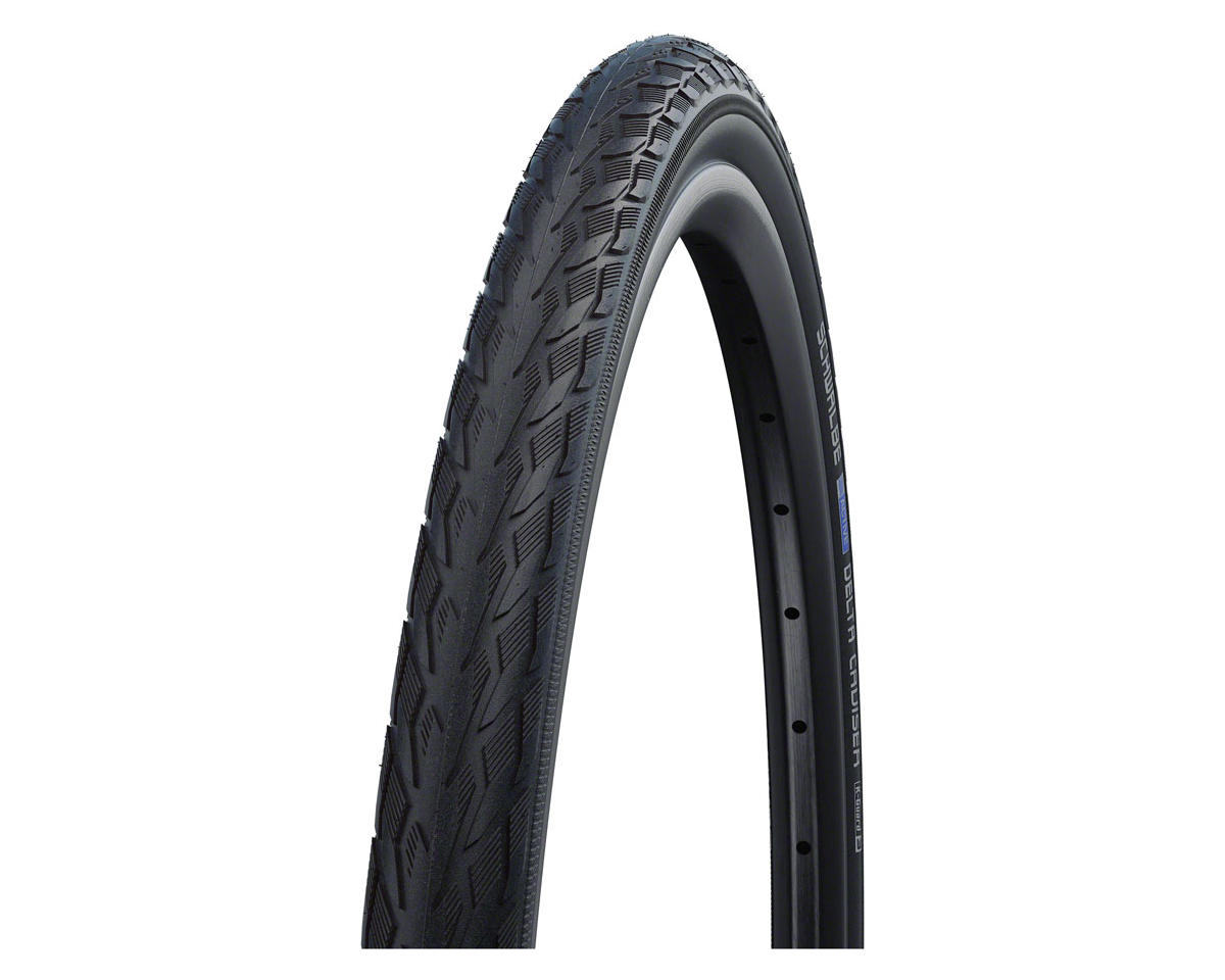 Schwalbe Delta Cruiser Plus Tire (Whitewall/Reflective) (Wire) (Green Compound) (PunctureGuard) (E25) (26″) (1-3/8″) (590 ISO)