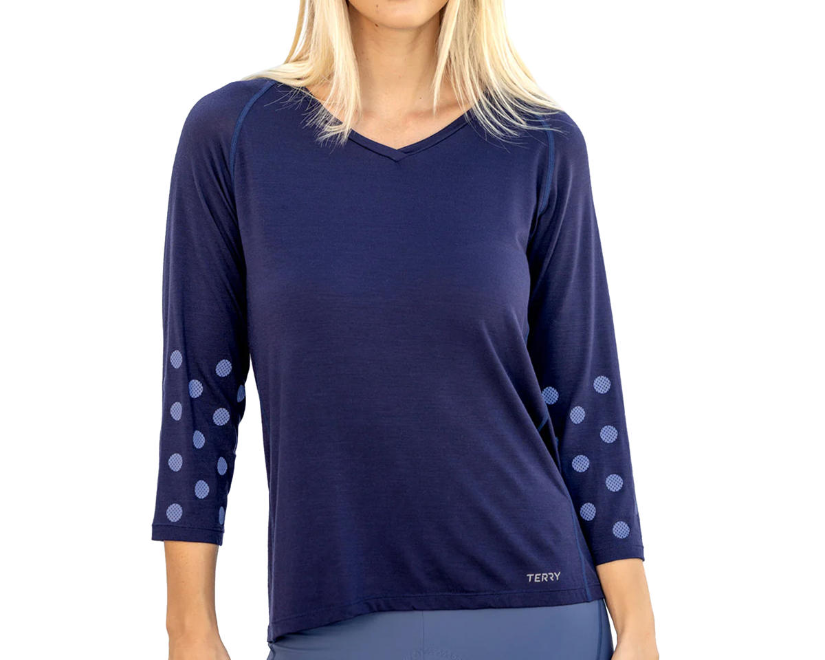 Terry Women’s Merino 3/4 Sleeve Top (Navy) (S)