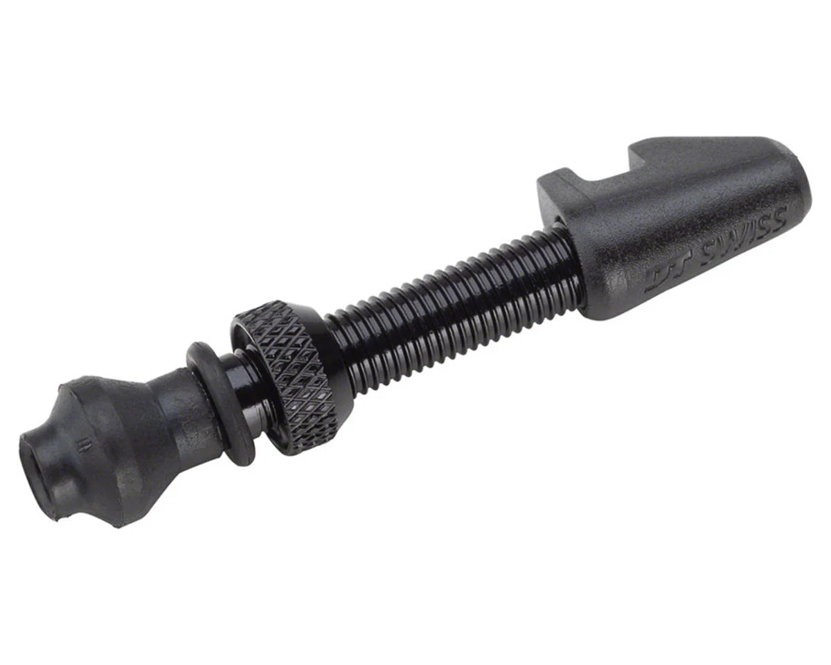 DT Swiss Aluminum Tubeless Presta Valve (Black) (Single) (40mm) (w/ Cylindrical Rim Nut)