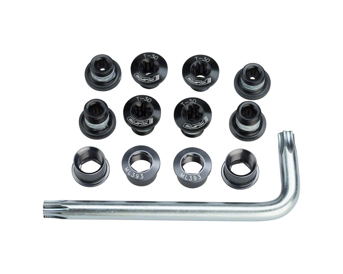 Full Speed Ahead Torx T-30 Alloy Road Triple Chainring Nut/Bolt Set w/ Tool (Black)
