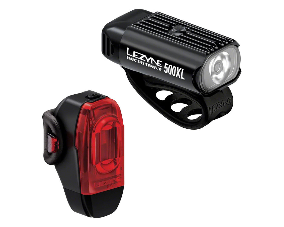 Lezyne Hecto Drive 500XL/KTV DRIVE+ Headlight & Tail Light Set (Black) (500/40 Lumens)