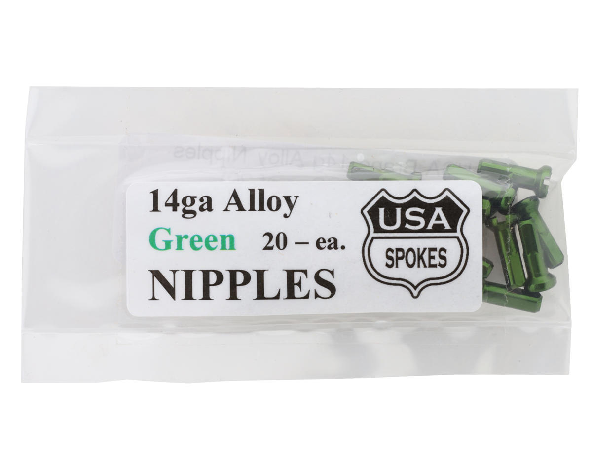 USA Brand 14g Alloy Nipples (Green) (Bag of 20)