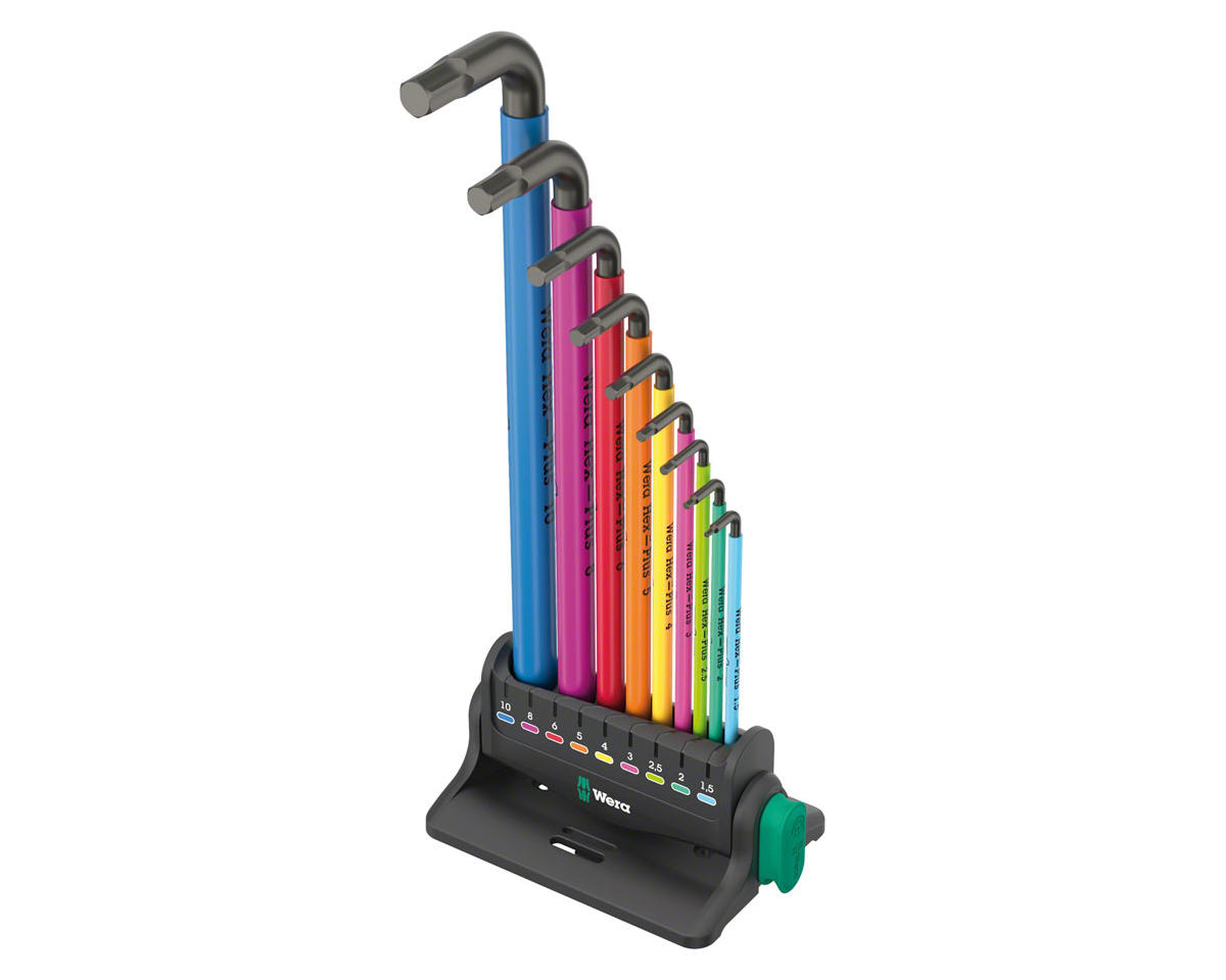 Wera 950/9 Hex-Plus Multicolor 3 L-Key Wrench Set (Metric) (w/ Wall Holder/Base)