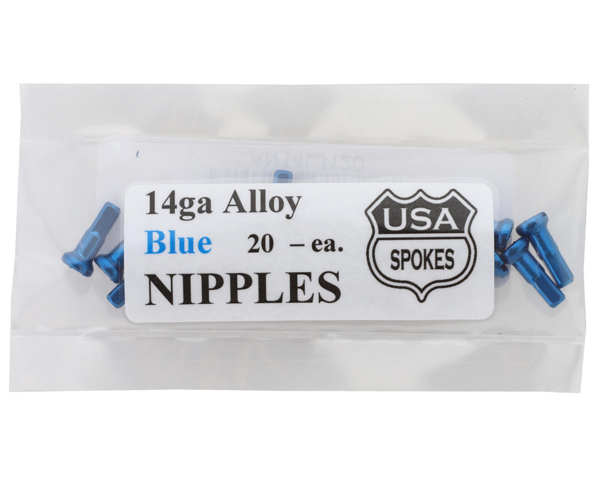 USA Brand 14g Alloy Nipples (Blue) (Bag of 20)