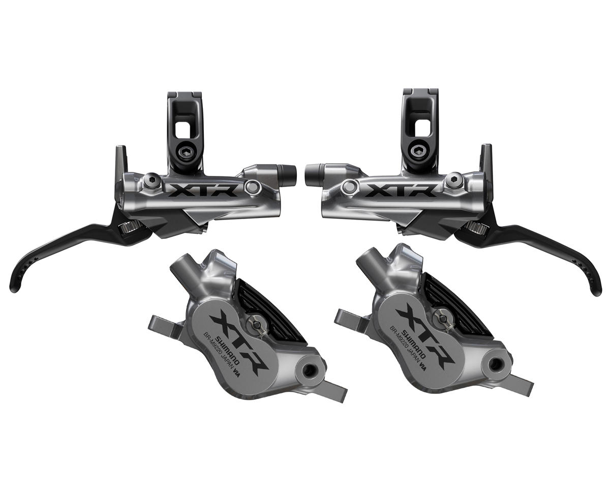 Shimano XTR M9220 4-Piston Hydraulic Disc Brakes (Silver/Black) (Pair) (Post Mount) (Calipers Included)