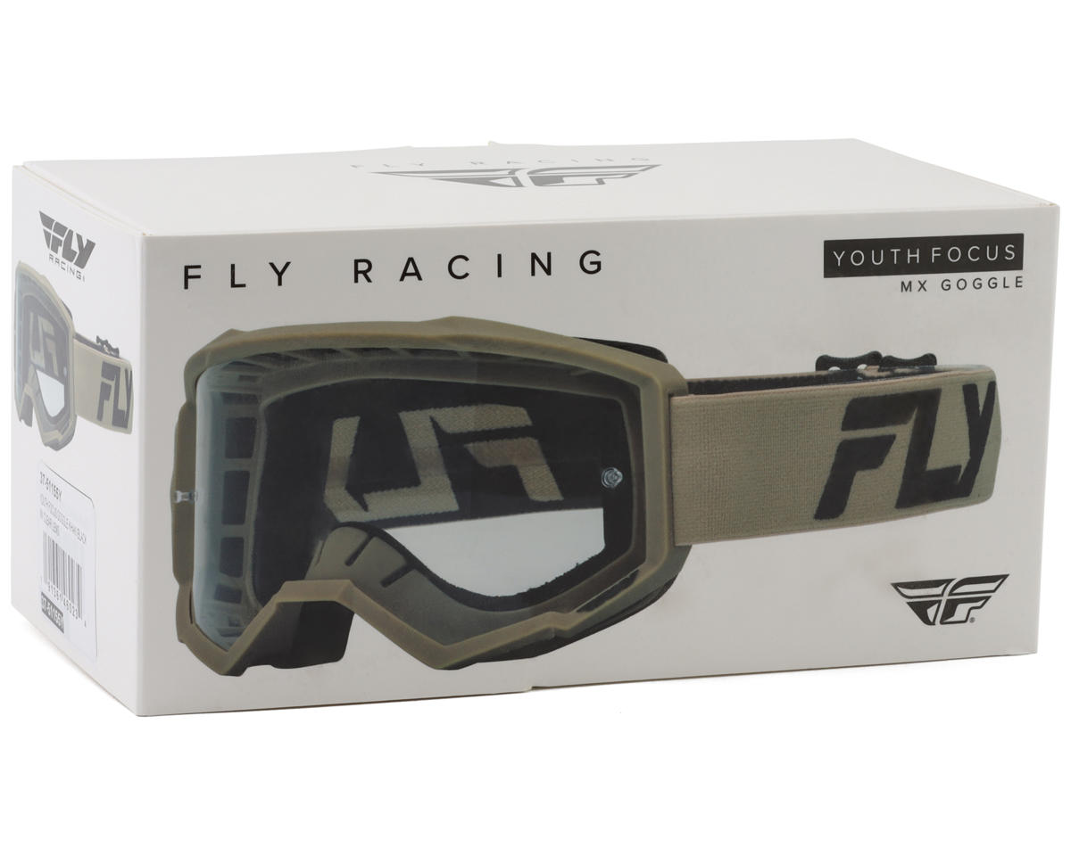 Fly Racing Youth Focus Goggles (Khaki/Black) (Clear Lens)