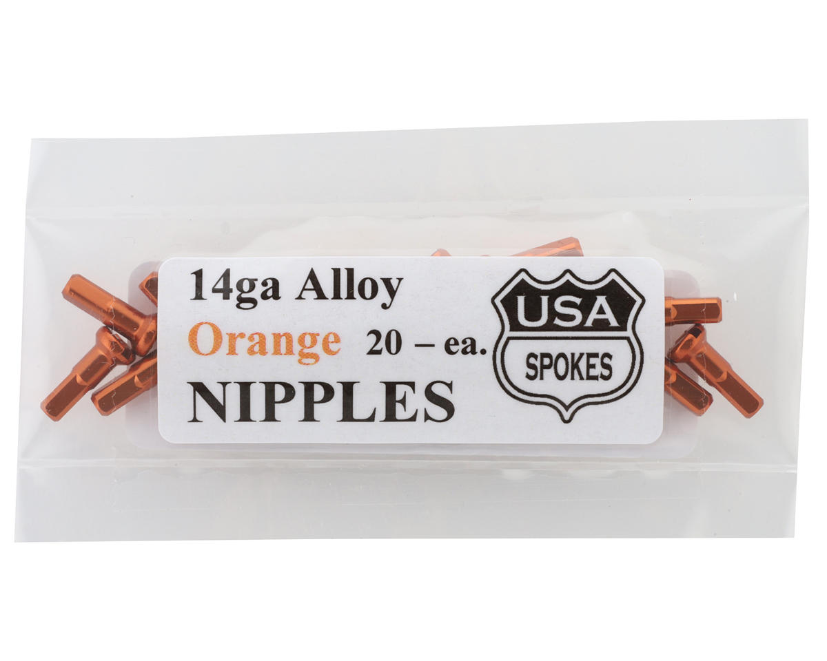 USA Brand 14g Alloy Nipples (Orange) (Bag of 20)