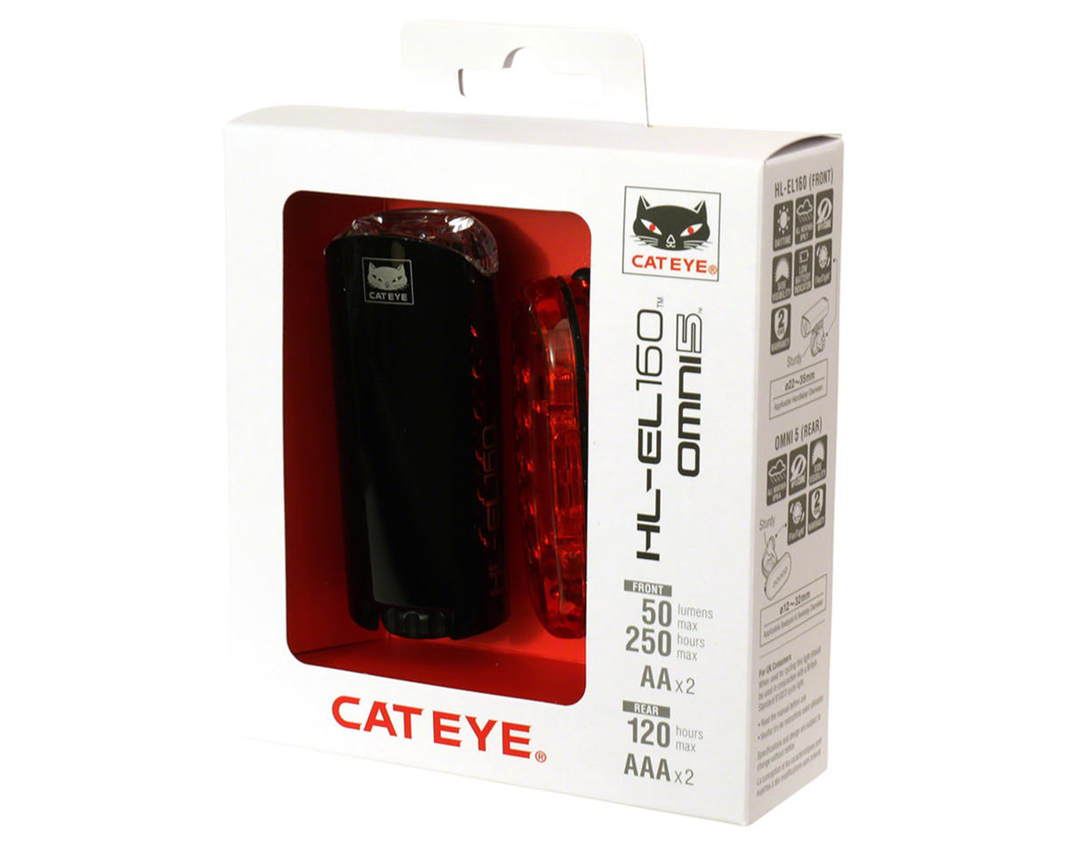 CatEye HL-EL160/Omni 5 Headlight/Taillight Set (Black) (AA/AAA Batteries)