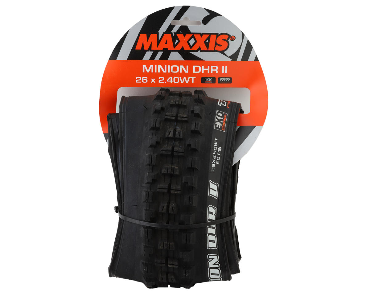 Maxxis Minion DHR II Tubeless Mountain Tire (Black) (26″) (2.4″) (Dual/EXO)