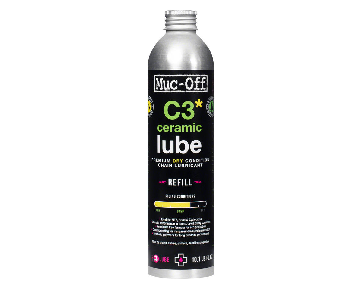 Muc-Off C3 Dry Ceramic Bike Chain Lube (300ml) (Aluminum Refill Bottle)