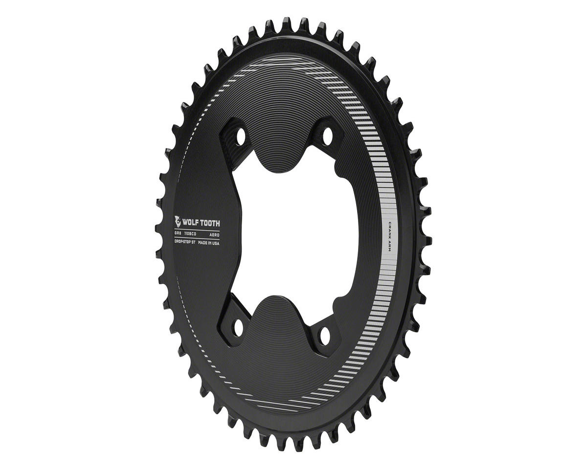 Wolf Tooth Components Aero Chainring (Black) (GRX 800 Series) (Drop-Stop ST) (Single) (50T) (110mm Shimano Asym. BCD)