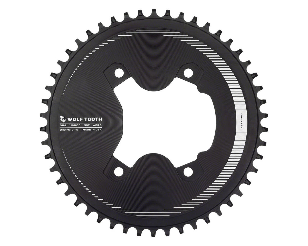 Wolf Tooth Components Aero Chainring (Black) (GRX 800 Series) (Drop-Stop ST) (Single) (50T) (110mm Shimano Asym. BCD)