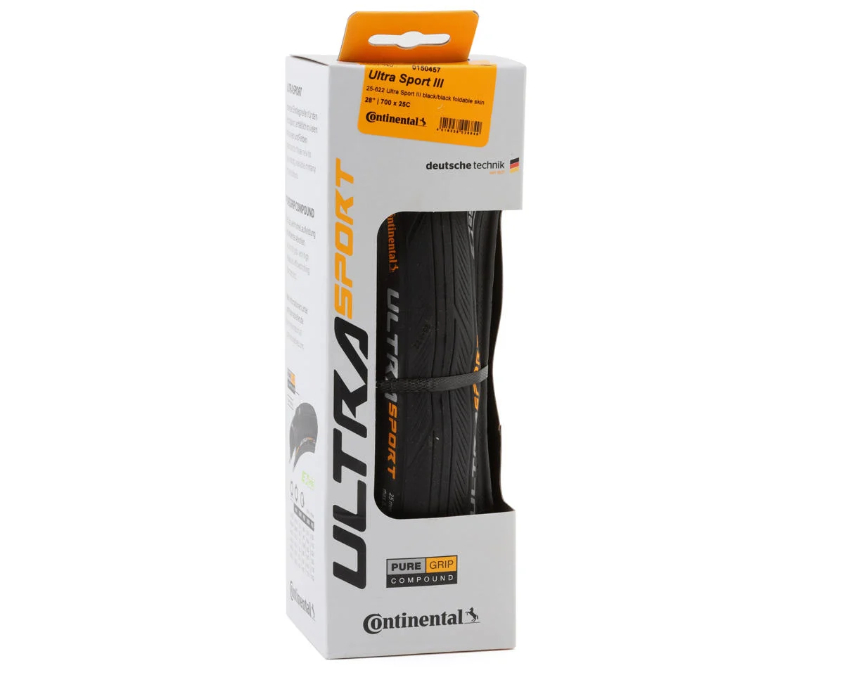Continental Ultra Sport III Road Tire (Black) (700c) (25mm) (Folding) (PureGrip)