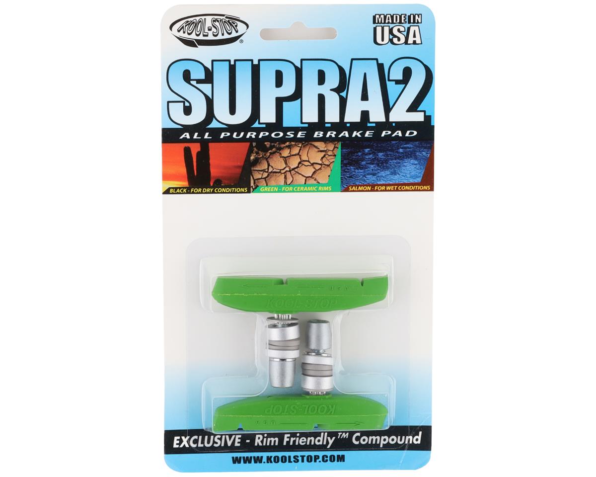 Kool Stop Supra 2 Brake Pads (Lime Green) (1 Pair) (All-Weather Compound) (Threaded)