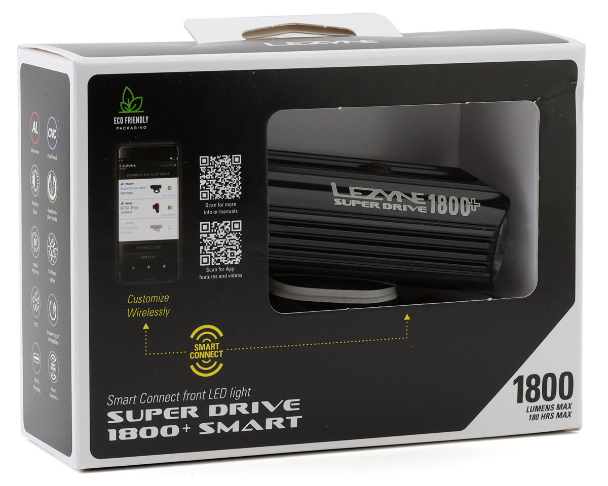 Lezyne Super Drive 1800+ Smart Headlight (Black) (1800 Lumens)