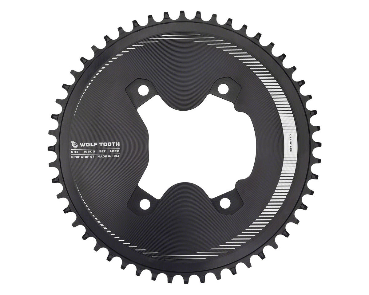 Wolf Tooth Components Aero Chainring (Black) (GRX 800 Series) (Drop-Stop ST) (Single) (52T) (110mm Shimano Asym. BCD)