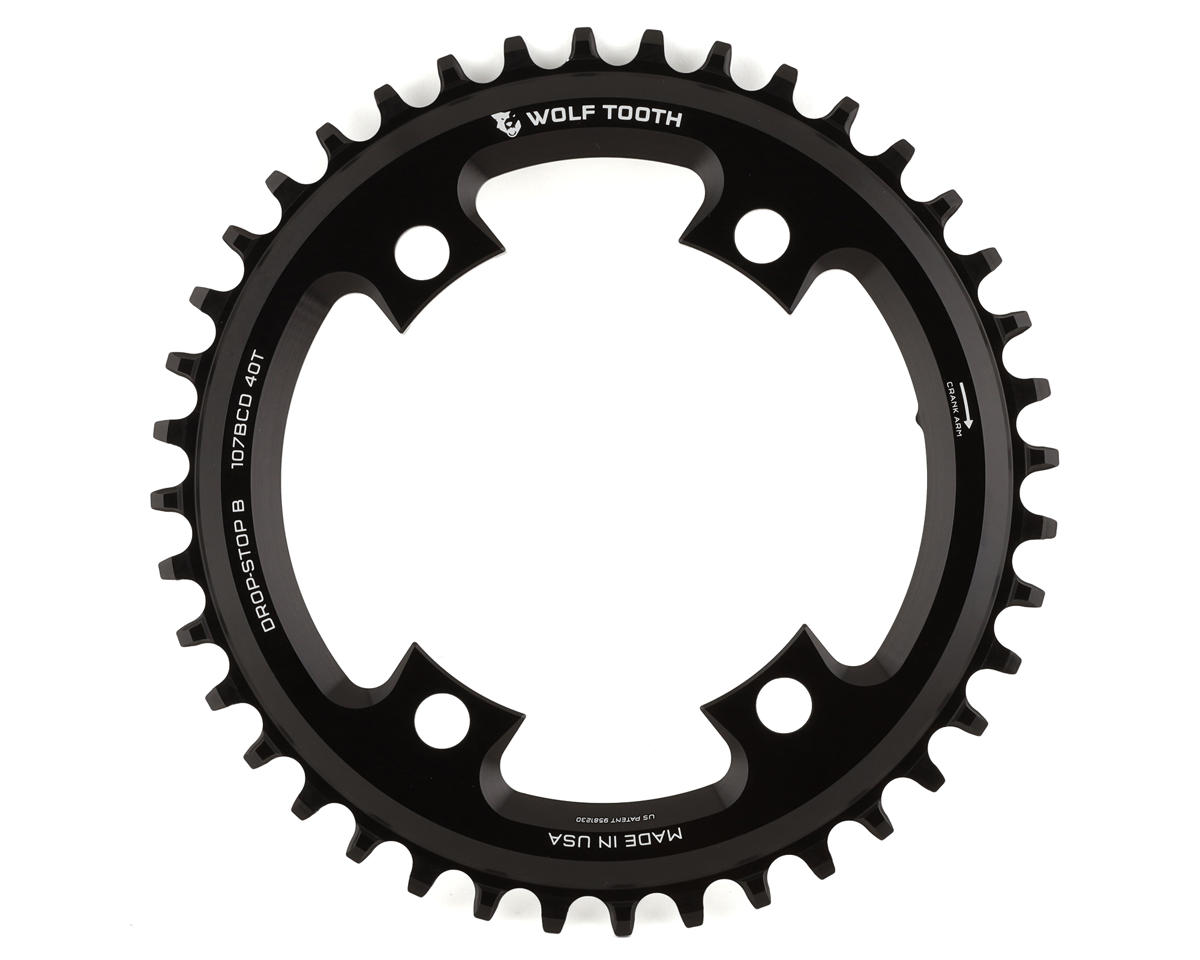 Wolf Tooth Components SRAM Road Chainring (Black) (107mm BCD) (Drop-Stop B) (Single) (40T) (Works for Flattop)