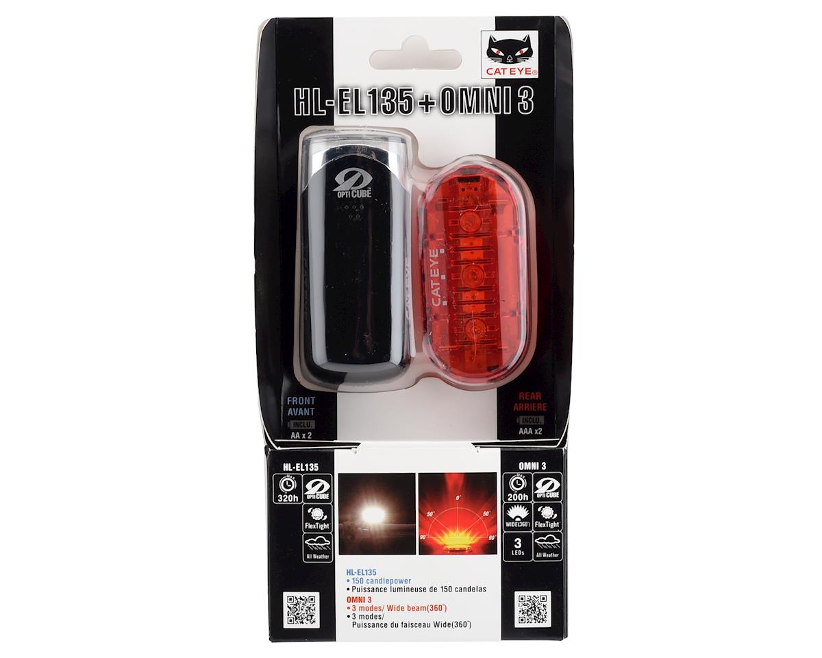 CatEye HL-EL135 + Omni 3 Headlight & Tail Light Set (Black) (150 Lumens)