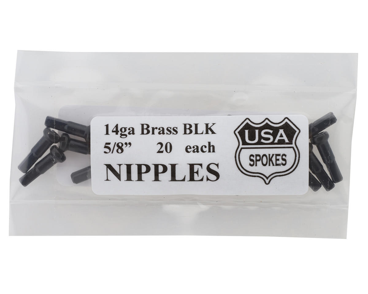 USA Brand 14g Brass Nipples (Black) (Bag of 20)